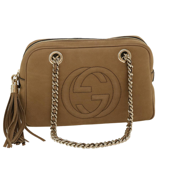 GUCCI Handbags - GUCCI Chain Soho Shoulder Bag Leather Brown 308983 Auth 41961